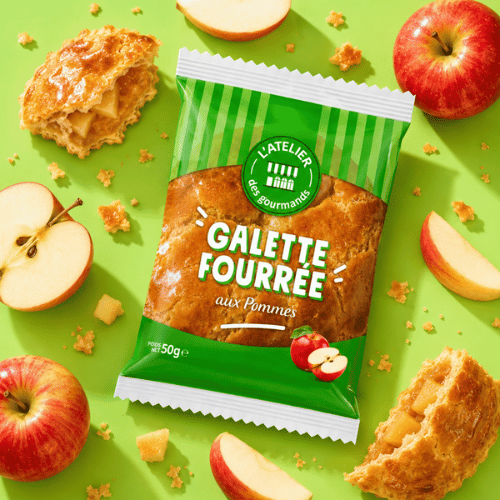 Galette fourrée à la pomme - sachet fraicheur indv 42,5g (Bte : 52pcs)