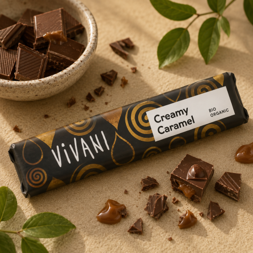 Barre de chocolat lait au caramel BIO 40g VIVANI (Bte de 18 pcs)