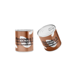 Amandes et cacahuètes caramélisées - mini can alu 50g (Bte : 48pcs)