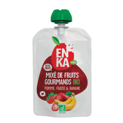 Mixé Gourmand Pomme-Fraise-Banane BIO - Gourde de 90grs (Bte : 20pcs)