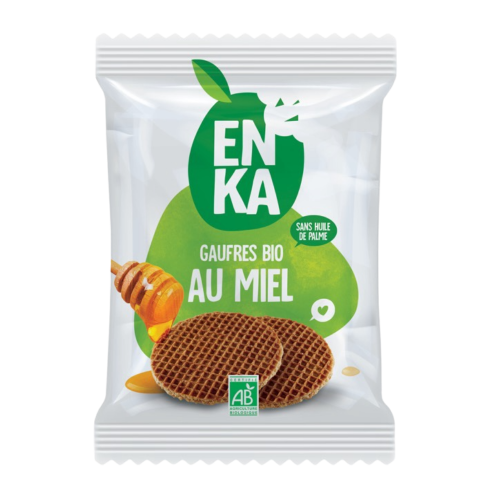 Gaufres au miel BIO - sachet fraîcheur 2pcs 58grs (Bte : 24pcs)