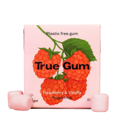 Chewing gum naturel O% plastique True Gum Framboise Vanille 21g (bte:24pcs)