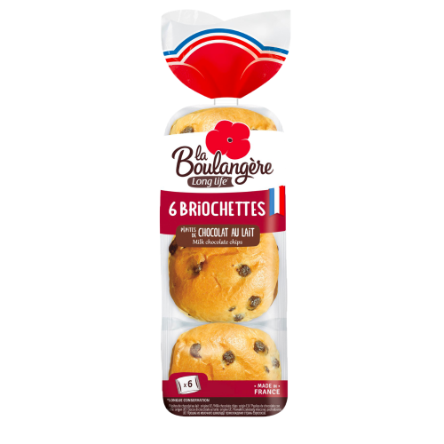 Brioche aux pépites de chocolat 35g (Bte : 48pcs soit 8 pochons de 6pcs)